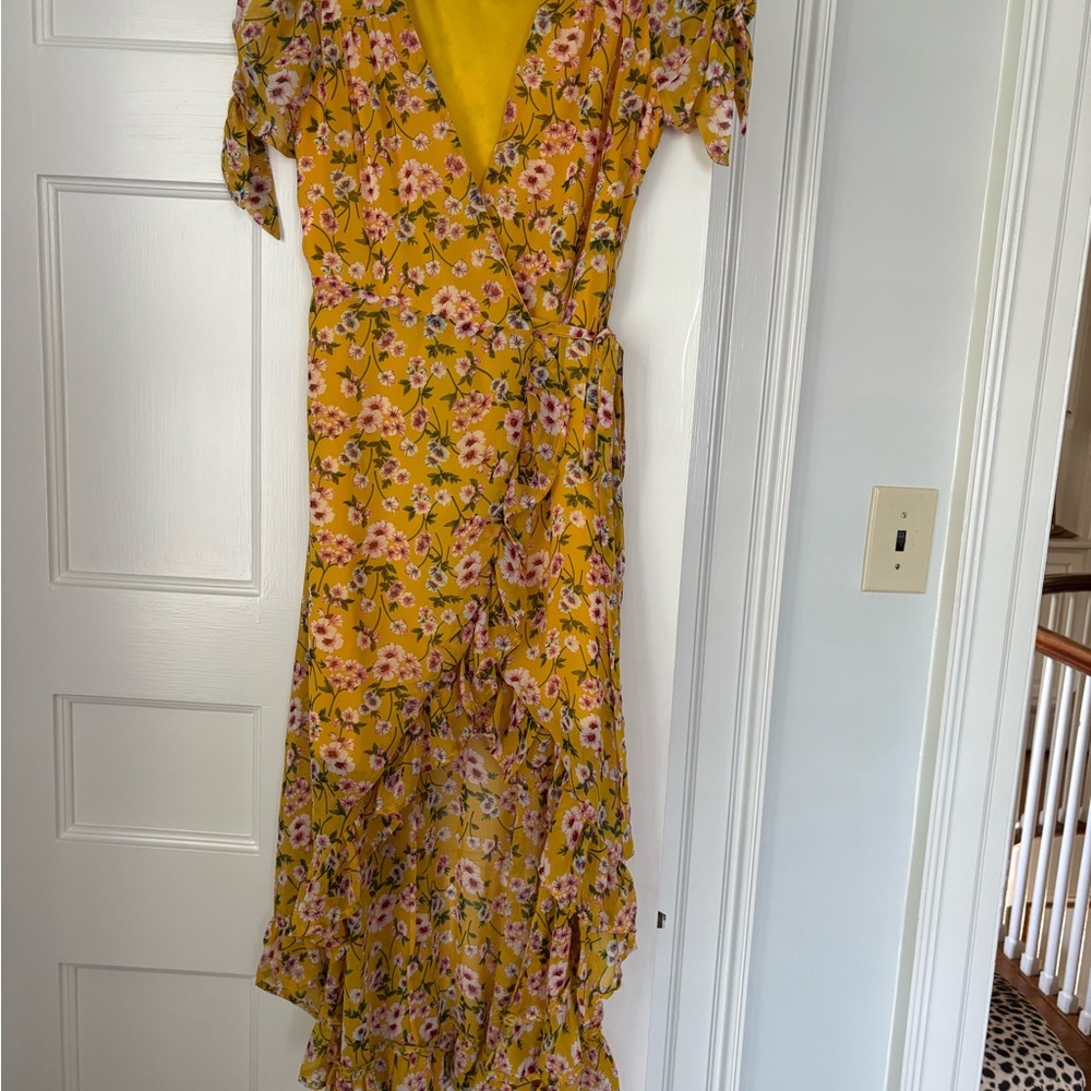 Miami Yellow and Pink High Low Dress